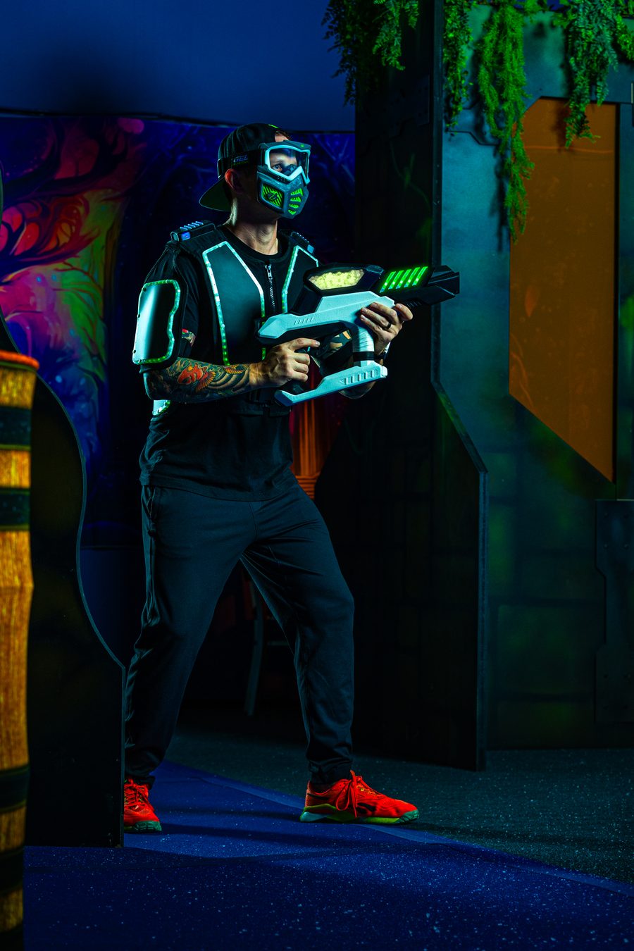 A Nexus Gel Blasters player ready for action