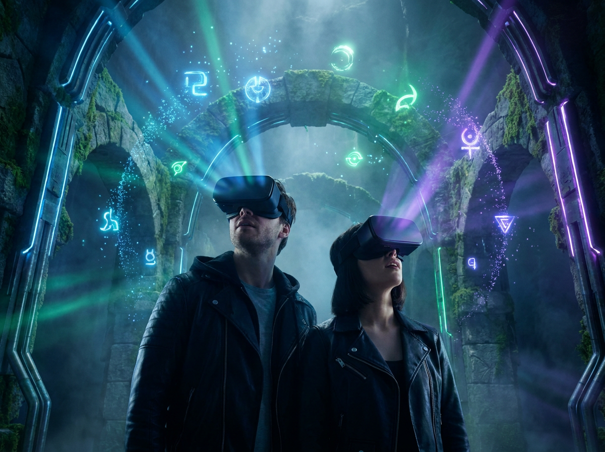 Players inside an immersive VR escape room at MetaVersive Arena